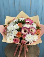 Букет цветов из:  Розы, Герберы и Хризантемы #REPLACE_PRED# Надыме