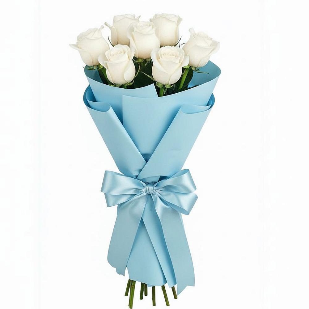 Букет 7 белых роз Проуд в Надыме