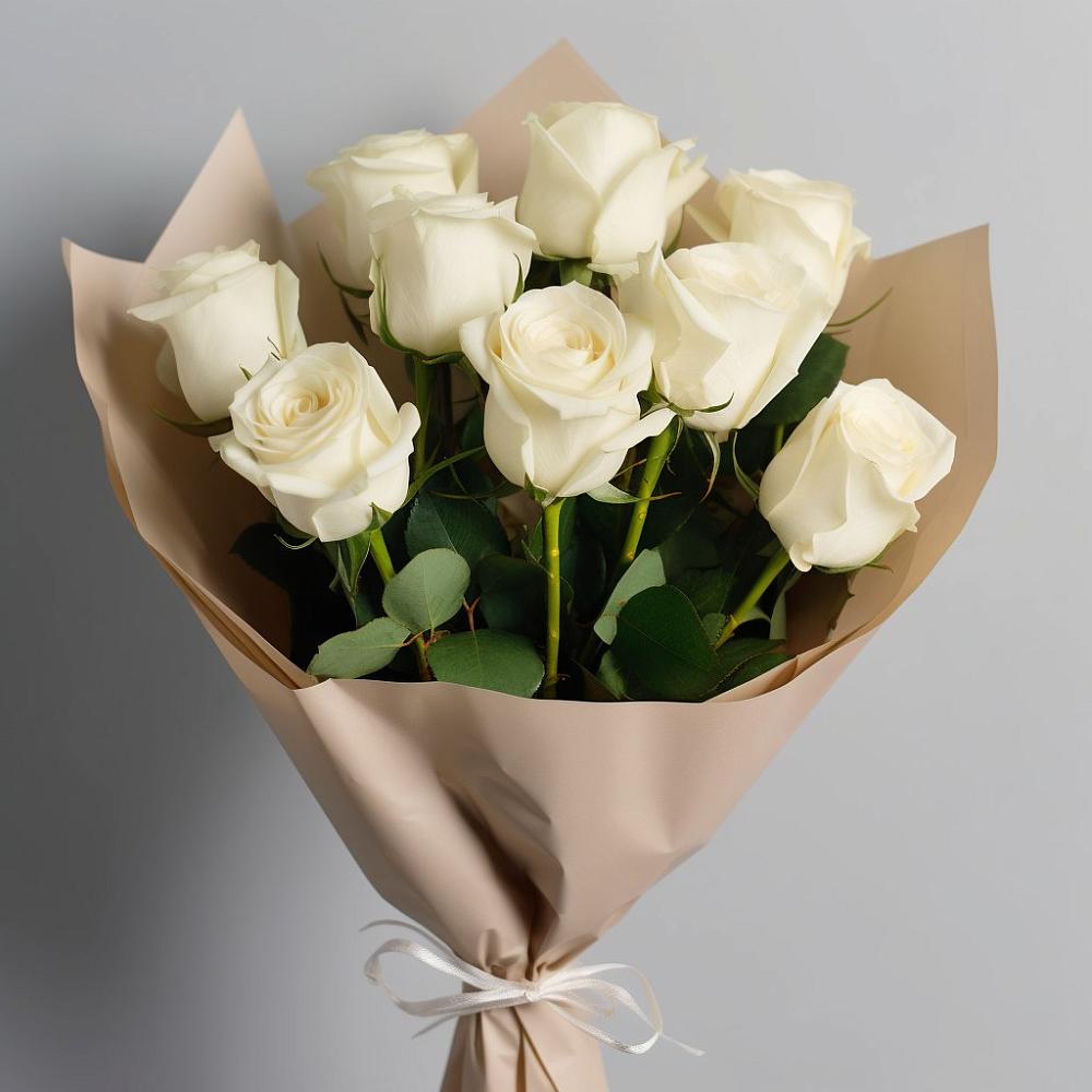 Букет 9 Белых роз Эдлесс Лав в Надыме