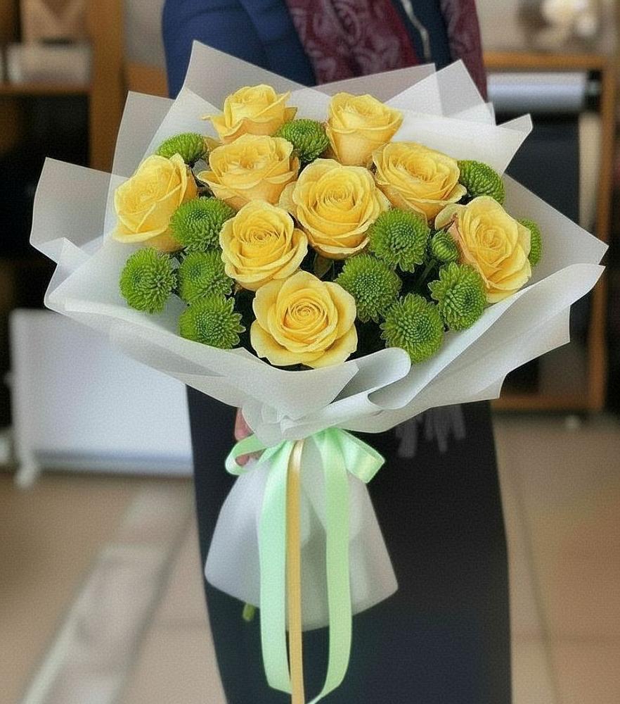 Букет цветов из: Хризантемы и Розы в Надыме