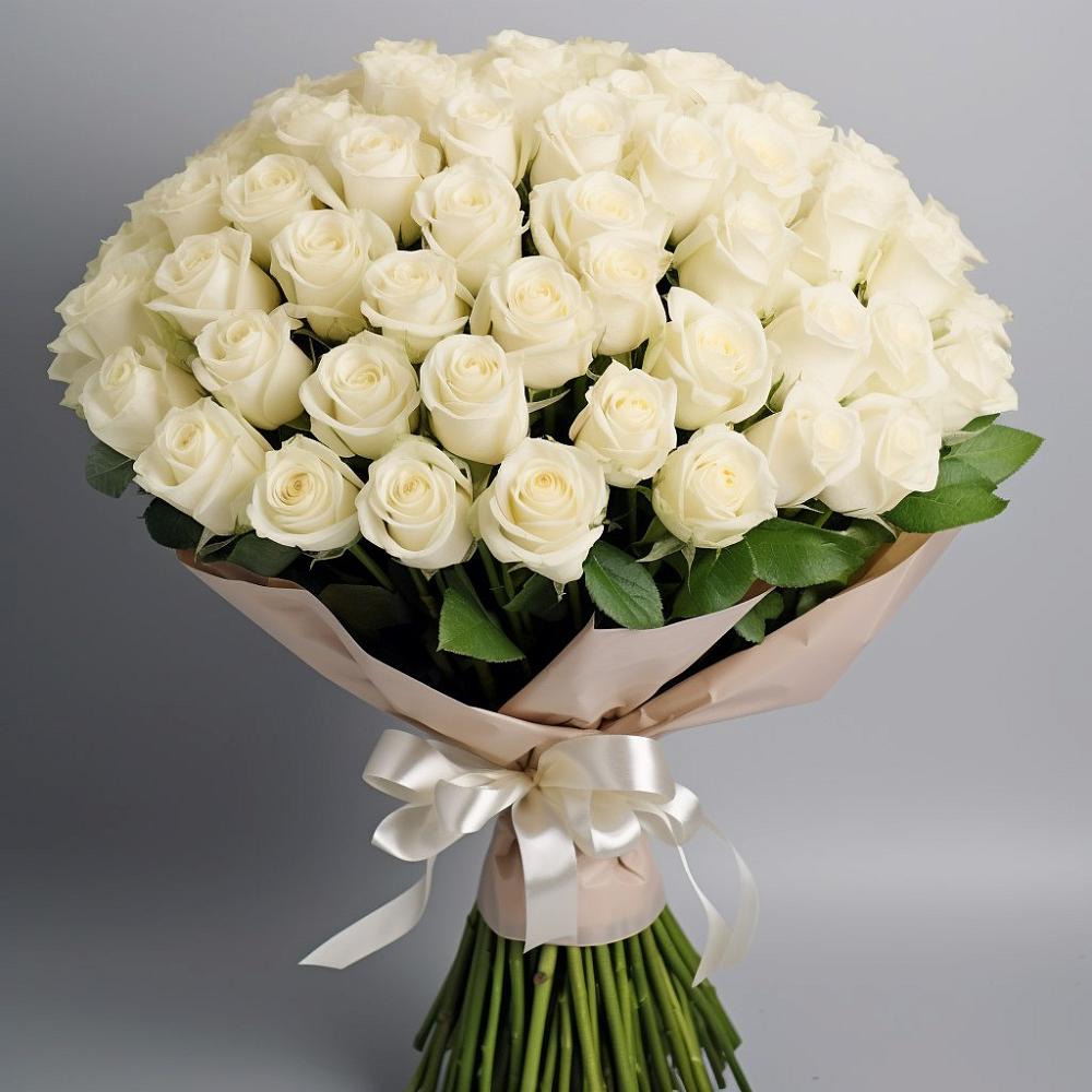 Букет 101 беля роза Белоснежка в Надыме