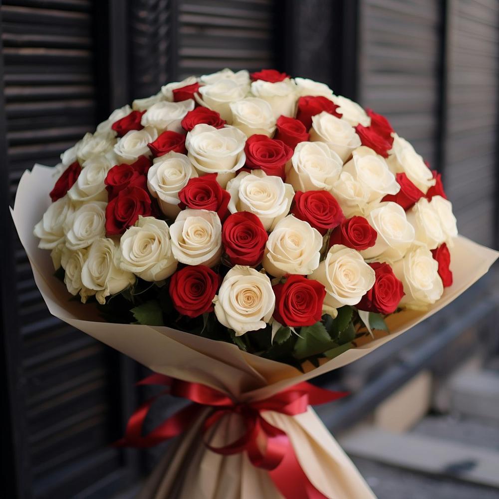 Букет Премиум микс Рэд энд Вайт в Надыме