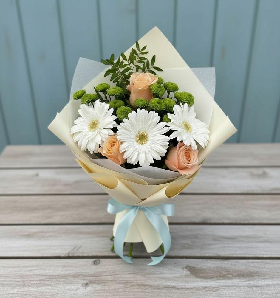 Букет цветов из: Герберы, Розы и Хризантемы в Надыме