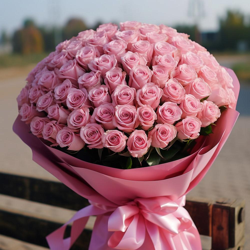 Букет 101 Розовая роза Хэвэн в Надыме