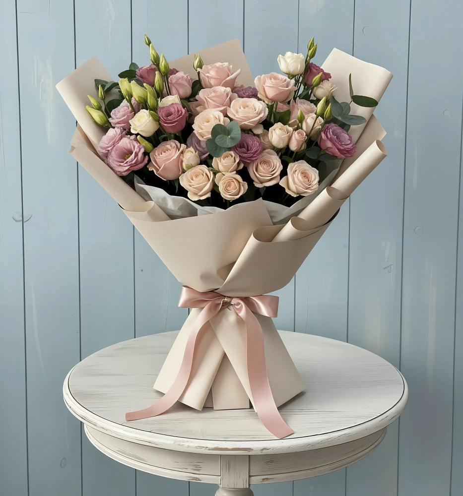 Букет цветов из: Розы и Лизиантусы в Надыме