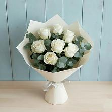 Букет Белые розы в Эвкалипте #REPLACE_PRED# Надыме